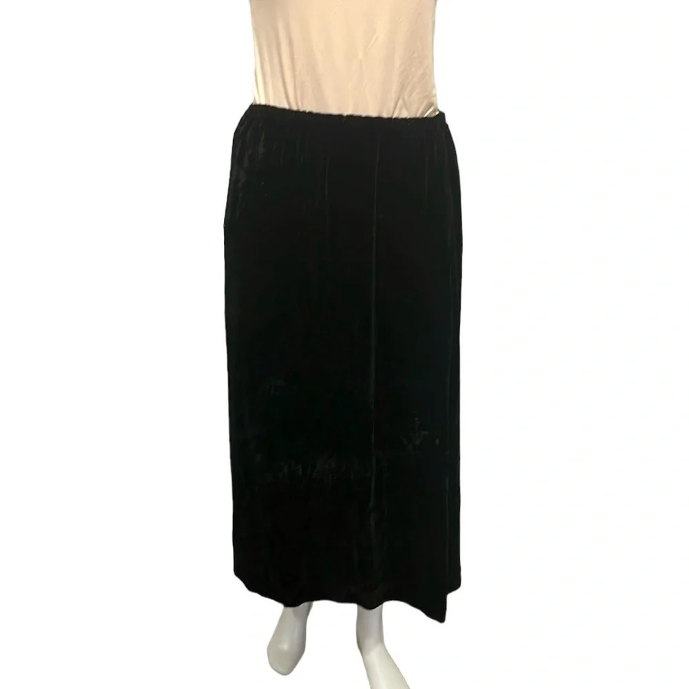 Bryn Walker black pull on straight velvet maxi skirt size medium